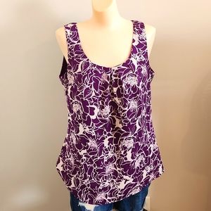 Banana Republic Purle Floral Print Tank Top Ws Medium